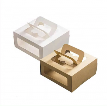 BDL Transparent Window Craft Cardboard Kraft Paper Boxes For Cake Packing Gift Box With Handle