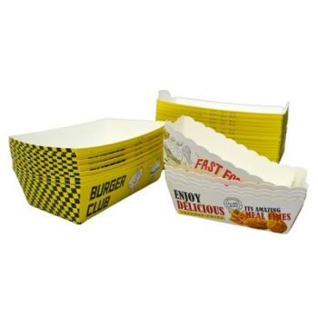BDL Biodegradable Take away packaging Hot Dog Kraft Paper Food Trays French Fries Boat Tray