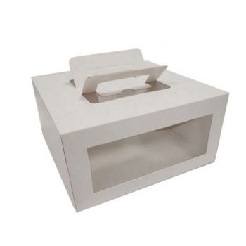BDL Transparent Window Craft Cardboard Kraft Paper Boxes For Cake Packing Gift Box With Handle