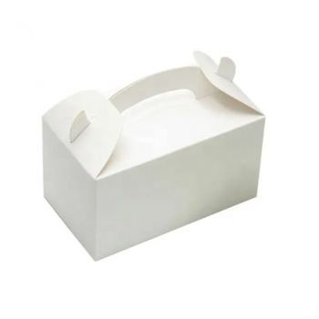 BDL Food grade reused White Boxes pre-folded Paper Gift Gable Boxes for Birthday Party