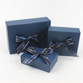 BDL Collapsible Rigid Cardboard Folding Box packaging customized With Magnetic Closure And Ribbon