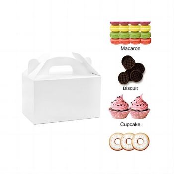 BDL Food grade reused White Boxes pre-folded Paper Gift Gable Boxes for Birthday Party
