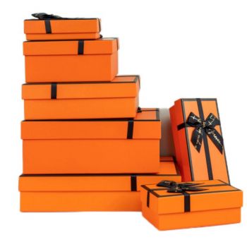 BDL Square Orange Paper Knot Gift Packaging  