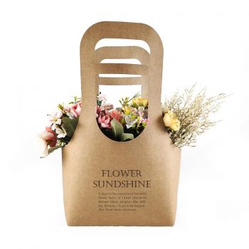 BDL Custom Creative Shape Foldable Paper Preserved Flower Gift Rose Handbag Flower Portable Flower Bag Box
