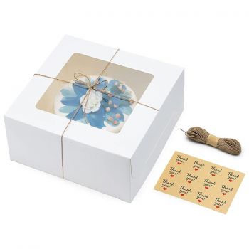 BDL Cake Box for Food Macaron Donut Bakery Cupcake Packaging Paper Boxes Include Cardboard Insert with Clear Window 