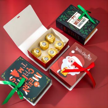 BDL Factory Price Free Sample Christmas Folding Decoration Gift Boxes with Ribbons