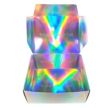 BDL Customized printing paper rainbow holographic packaging shipping box custom logo
