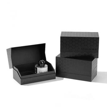 BDL Recyclable Black Magnetic Flip Close Cardboard Gift Box with UV Processing Custom Logo for Hair Care Products Paper 