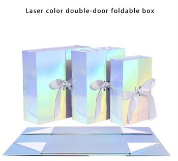BDL Luxury Book Shaped Rigid Double Door Cardboard foldable Gift Box with Ribbon Custom Logo Printing
