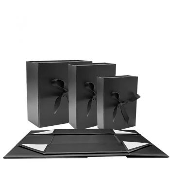 BDL Luxury Book Shaped Rigid Double Door Cardboard foldable Gift Box with Ribbon Custom Logo Printing
