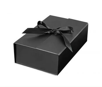 BDL Luxury Book Shaped Rigid Double Door Cardboard foldable Gift Box with Ribbon Custom Logo Printing