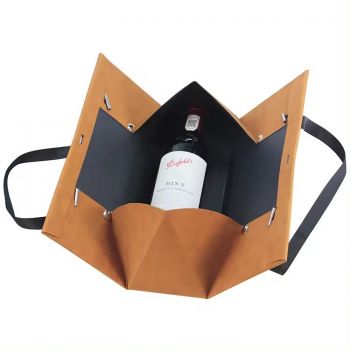 BDL Custom Luxury Folding Leather Coated Single Champagne Wine Bottle Packaging Portable Gift Box