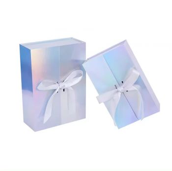 BDL Luxury Book Shaped Rigid Double Door Cardboard foldable Gift Box with Ribbon Custom Logo Printing