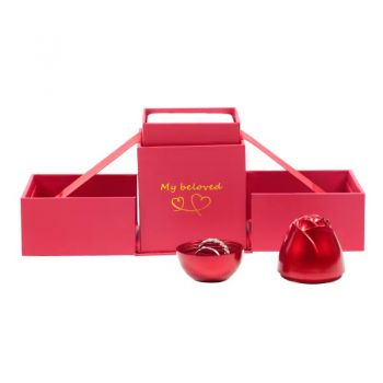 BDL Popular Fancy Paper Flower Roses Shipping Jewelry Gift Packaging Lifting Boxes