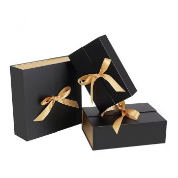 BDL Luxury Book Shaped Rigid Double Door Cardboard foldable Gift Box with Ribbon Custom Logo Printing