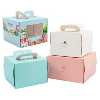 BDL Personalized Logo Printed Paper Cake Box Packaging Cake Box With Handle