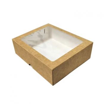 BDL Custom bulk bakery folding 12 inch window big Pastry Donut Boxes kraft white clear lid cake packing box