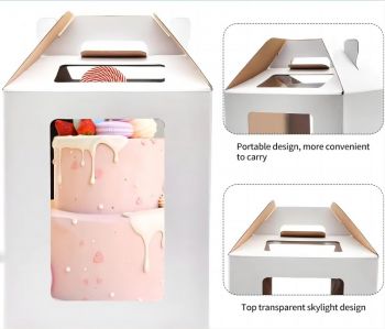 BDL Recyclable  foldable portable Birthday cake cookies pastry carton with window Baking box