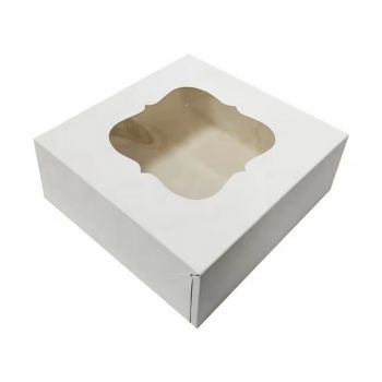 BDL Custom bulk bakery folding 12 inch window big Pastry Donut Boxes kraft white clear lid cake packing box