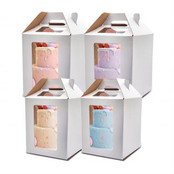 BDL Recyclable  foldable portable Birthday cake cookies pastry carton with window Baking box