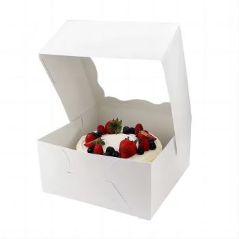 BDL 4x4x2.5 kraft box with clear window cake Box for Wedding Birthday Party Gift