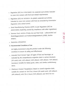 FOOD CONTACE CERTIFICATE