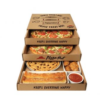 BDL Custom Pizza Hut Unveils Triple-Decker Box Filled With Pizza and Other Treats