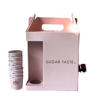 BDL Take Away Beverage Carrier Box with Secure Handle Custom Printed Portable Drink Packaging Hot Coffee Tea