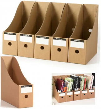 BDL Customized Kraft Paper Corrugated Cardboard Desktop Document Magazine File Box