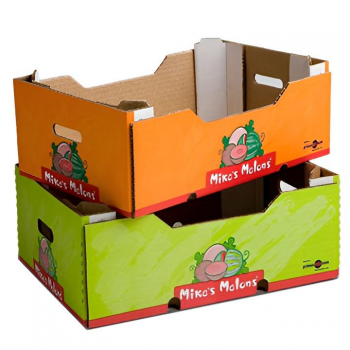BDL Custom Printed Corrugated Fruit Packaging Box Peach Mango Apple Produce Shipping Carton with Handle