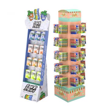BDL Supermarket Retail Foldable Rotating Corrugated Cardboard Display Rack for Nuts Bread Coffee