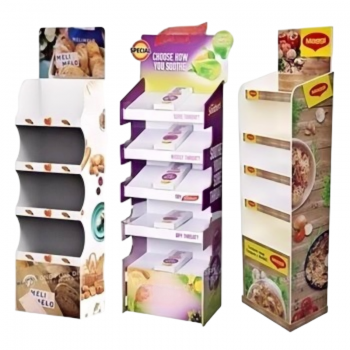 BDL Customized Logo Retail Point of Sales Pop up 4 Tier Paper Stand Shelf Rack Cardboard Floor Display