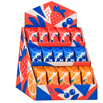 BDL Custom 3-Tier Cardboard Countertop Display for Snacks