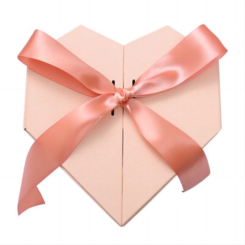 BDL Luxury Wholesale Fancy Pink Heart Shaped Packaging Paper Box With Ribbon Bowknot