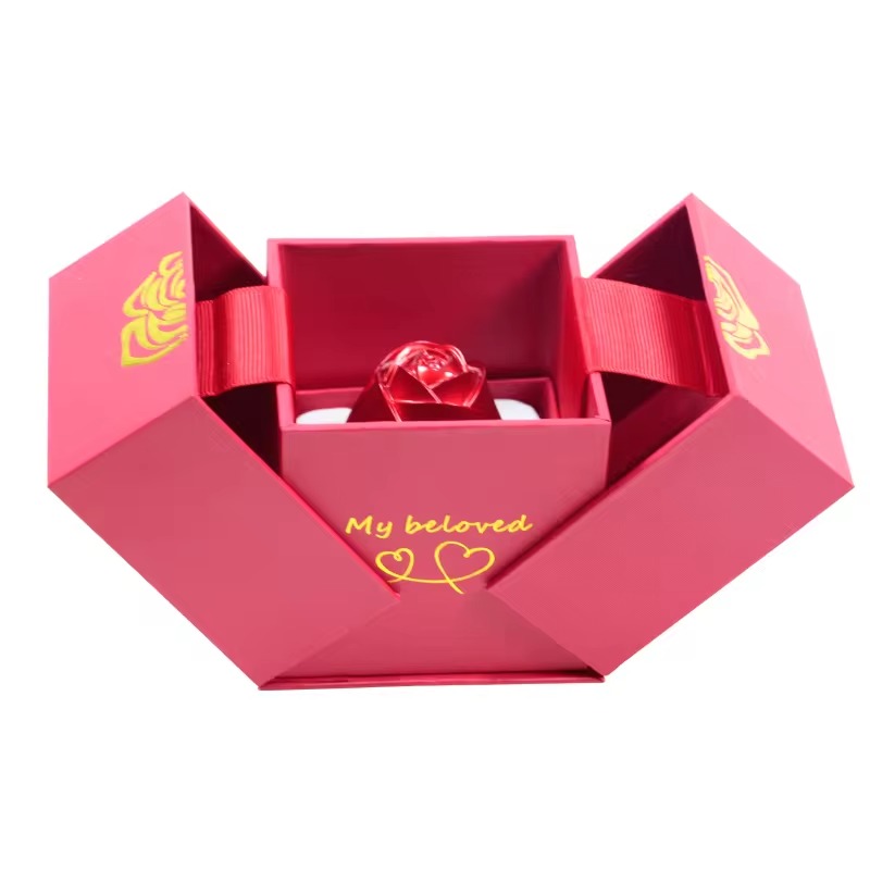 BDL Popular Fancy Paper Flower Roses Shipping Jewelry Gift Packaging Lifting Boxes