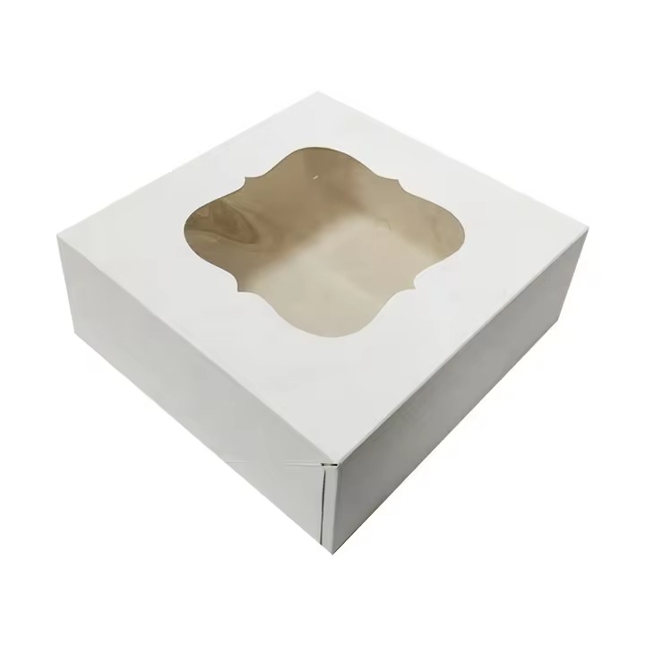 BDL Custom bulk bakery folding 12 inch window big Pastry Donut Boxes kraft white clear lid cake packing box