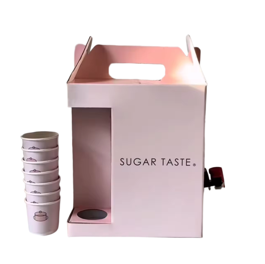BDL Take Away Beverage Carrier Box with Secure Handle Custom Printed Portable Drink Packaging Hot Coffee Tea