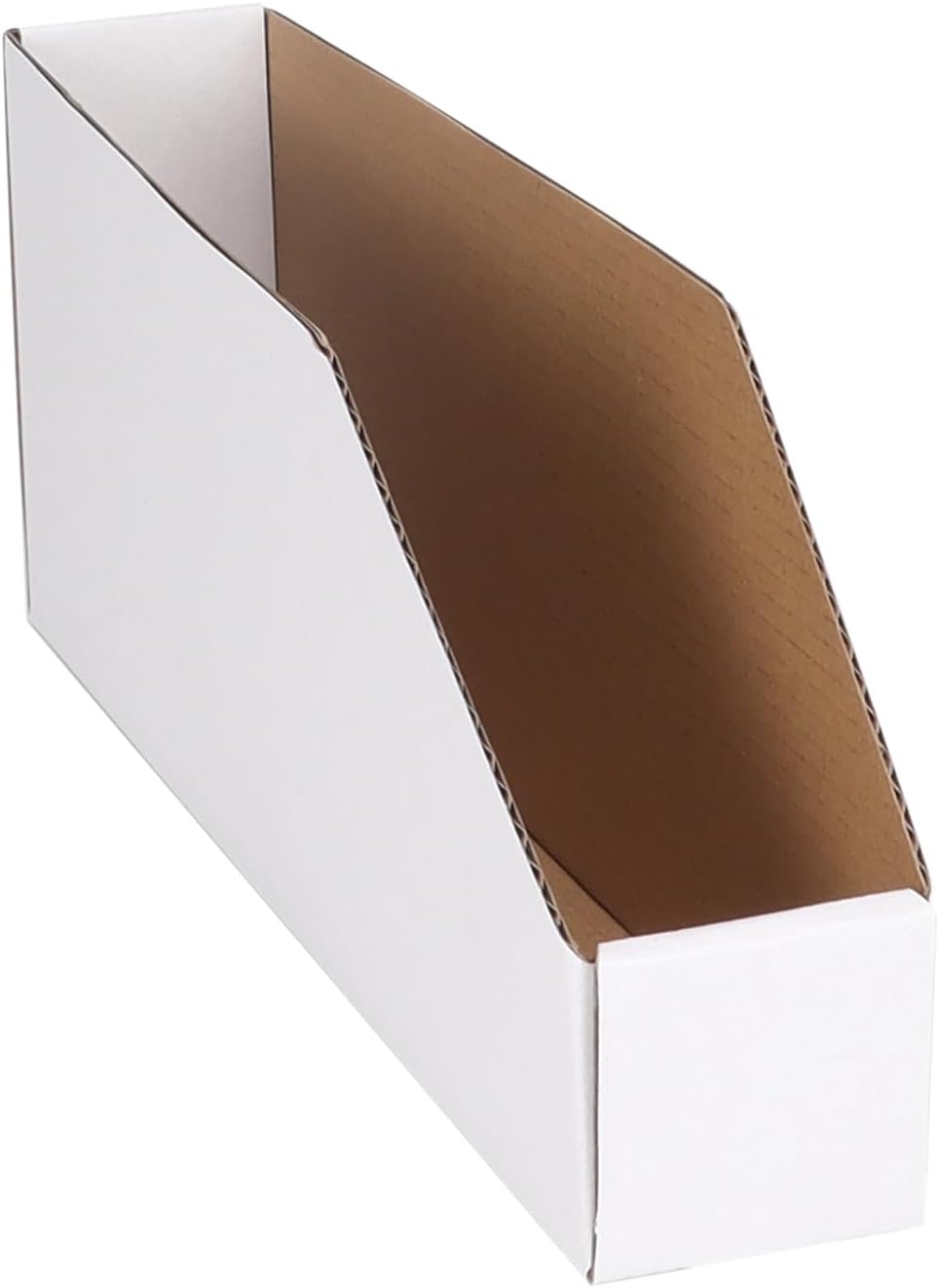 BDL Customizable White Corrugated Parts Bins - Open Top Shelf Storage Organizer