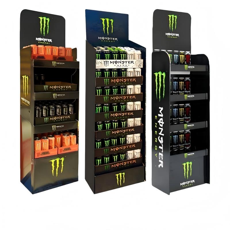 BDL Custom Supermarket Retail Corrugated Cardboard Energy Drink Beverages Display Stand 