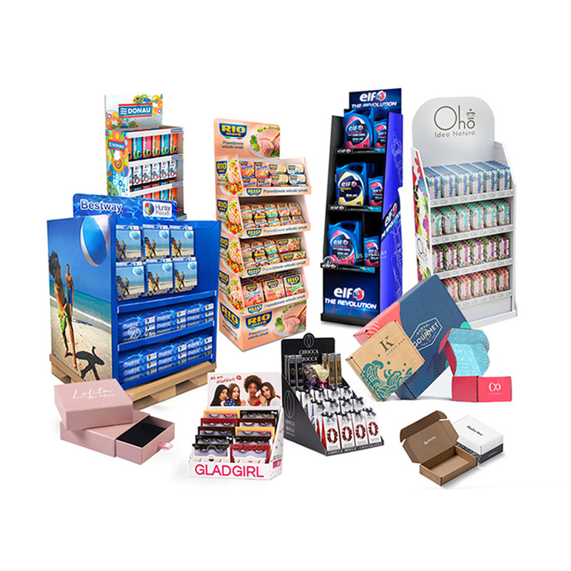 BDL Supermarket Retail Foldable Rotating Corrugated Cardboard Display Rack for Nuts Bread Coffee