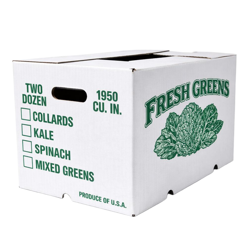 BDL Heavy Duty Corrugated Produce Carton with Die Cut Handle Ventilated Panels for Fresh Greens Transport